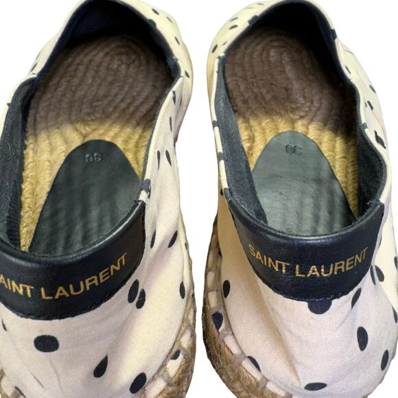 Yves Saint Laurent Signature Logo Polka Dot Espadrilles Women’s Size 36 /6 US - Picture 7 of 8